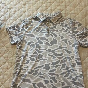 BURLEBO Boys' Gray and White Camouflage Polo